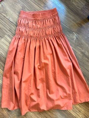 Smocked Waist A-Line Maxi Skirt - Coral